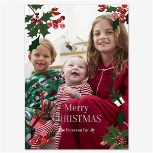 Our Festive Journey Holiday Personalized Photo Card - 5x7 Flat Foil Silver - 55547D-SF-SIL