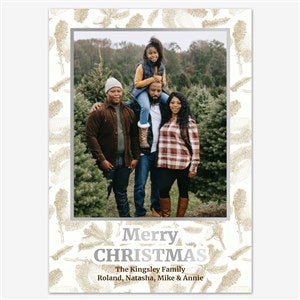 Merry Memories Holiday Personalized Photo Card - 5x7 Flat Foil Silver - 55549D-SF-SIL
