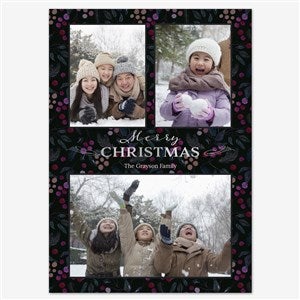 Joyful Gathering Holiday Personalized Photo Card - 5x7 Flat Foil Silver - 55559D-SF-SIL