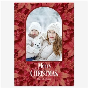 Poinsettia Wishes Holiday Personalized Photo Card - 5x7 Flat Smooth - 55560D-S-SM