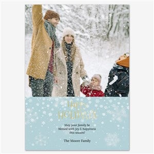 Celebration Smiles Holiday Personalized Photo Card - 5x7 Flat Foil Gold - 55561D-SF-GLD
