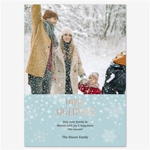 Celebration Smiles Holiday Personalized Photo Card - 5x7 Flat Foil Rose Gold - 55561D-SF-RG