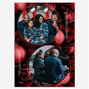 Christmas Baubles Holiday Personalized Photo Card - 5x7 Flat Eggshell - 55564D-S-EG