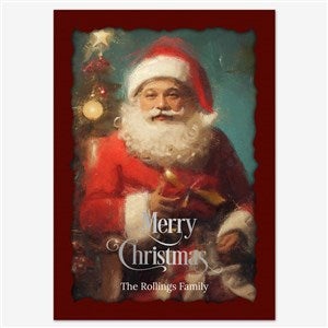 Santa Portrait Personalized Holiday Card - 5x7 Flat Foil Silver - 55565D-SF-SIL