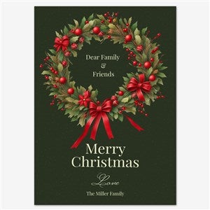 Wreath of Joy Personalized Holiday Card - 5x7 Flat Smooth - 55568D-S-SM