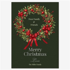 Wreath of Joy Personalized Holiday Card - 5x7 Flat Foil Silver - 55568D-SF-SIL
