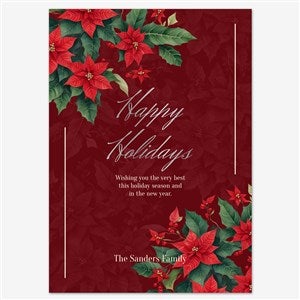 Holiday Blossoms Personalized Holiday Card - 5x7 Flat Foil Silver - 55570D-SF-SIL