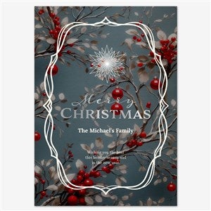 Christmas Branches Personalized Holiday Card - 5x7 Flat Foil Silver - 55577D-SF-SIL