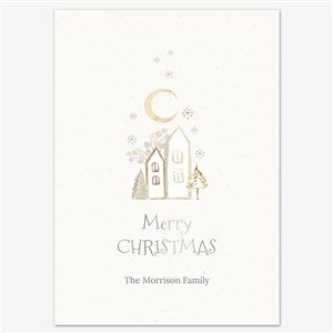 Happy Christmas Personalized Holiday Card - 5x7 Flat Foil Silver - 55605D-SF-SIL