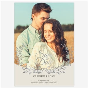 Timeless Tenderness Save the Date Personalized Card - 5x7 Flat Foil Silver - 55653D-SF-SIL