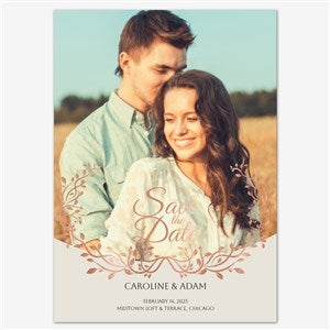 Timeless Tenderness Save the Date Personalized Card - 5x7 Flat Foil Rose Gold - 55653D-SF-RG