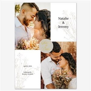 Wildflower Save the Date Personalized Card - 5x7 Flat Foil Gold - 55656D-SF-GLD