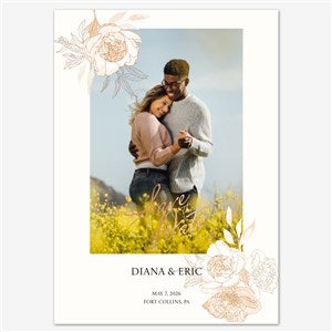 Flowers of Affection Save the Date Personalized Card - 5x7 Flat Foil Rose Gold - 55657D-SF-RG