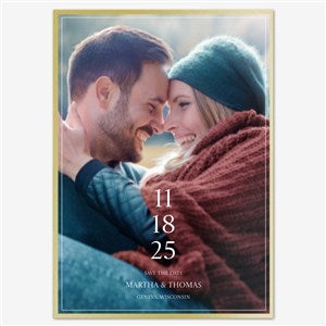 Love in Focus Save the Date Personalized Card - 5x7 Flat Foil Gold - 55658D-SF-GLD