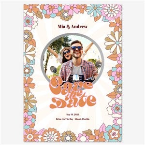 Groovy Love Save the Date Personalized Card - 5x7 Flat Foil Silver - 55665D-SF-SIL