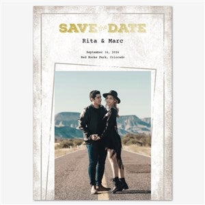 Weathered Chic Save the Date Personalized Card - 5x7 Flat Foil Gold - 55670D-SF-GLD