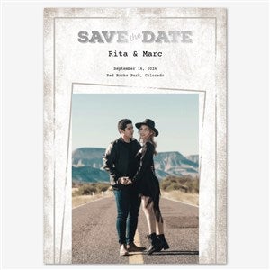 Weathered Chic Save the Date Personalized Card - 5x7 Flat Foil Silver - 55670D-SF-SIL