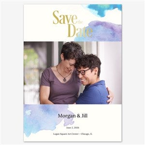 Azure Afternoon Save the Date Personalized Card - 5x7 Flat Foil Gold - 55672D-SF-GLD