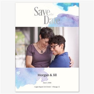 Azure Afternoon Save the Date Personalized Card - 5x7 Flat Foil Silver - 55672D-SF-SIL