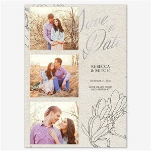 Rustic Elegance Save the Date Personalized Card - 5x7 Flat Foil Silver - 55673D-SF-SIL
