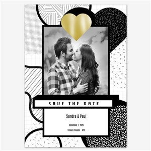 Graphic Monochrome Save the Date Personalized Card - 5x7 Flat Foil Gold - 55674D-SF-GLD