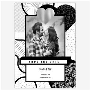 Graphic Monochrome Save the Date Personalized Card - 5x7 Flat Foil Silver - 55674D-SF-SIL