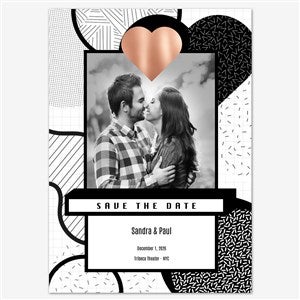 Graphic Monochrome Save the Date Personalized Card - 5x7 Flat Foil Rose Gold - 55674D-SF-RG