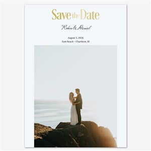 Timeless Romance Save the Date Personalized Card - 5x7 Flat Foil Gold - 55676D-SF-GLD