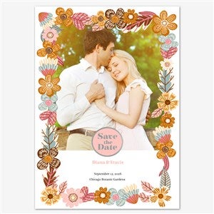 Joyful Blossoms Save the Date Personalized Card - 5x7 Flat Foil Silver - 55677D-SF-SIL