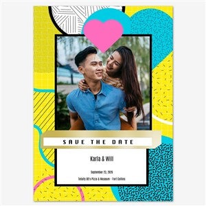 Dotted Hearts Save the Date Personalized Card - 5x7 Flat Foil Gold - 55680D-SF-GLD