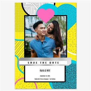 Dotted Hearts Save the Date Personalized Card - 5x7 Flat Foil Silver - 55680D-SF-SIL