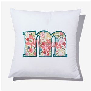 Boho Floral Initial  Name Applique 14quot; Throw Pillow - 55751-S