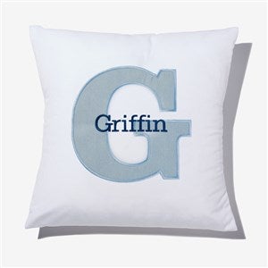 Light Wash Denim Initial  Name Applique 14quot; Throw Pillow - 55760-S