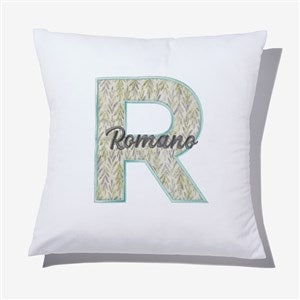 Meadowbrook Flourish Initial  Name Applique 14quot; Velvet Throw Pillow - 55767-SV