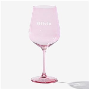 Tinted Sips Engraved Coral Stemmed Wine Glass - 55914-C