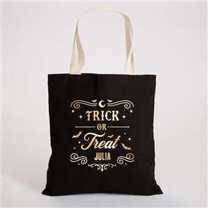 Kittenish Personalized Pinkoween Trick or Treat Black Canvas Tote Bag - 56108