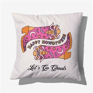 Kittenish Personalized Pinkoween Cowgirl Boots 18quot; Velvet Throw Pillow - 56110-LV
