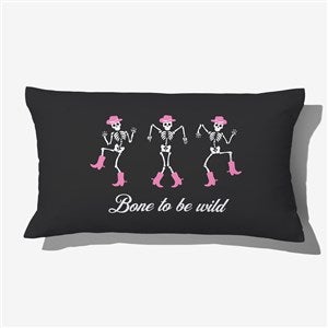 Kittenish Personalized Pinkoween Skeleton Lumbar Velvet Pillow - 56113-LBV