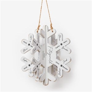 Snow Flurry Names Personalized 3D Wood Snowflake - 56175