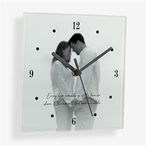 Photo  Text Personalized Square Glass Clock - 56177