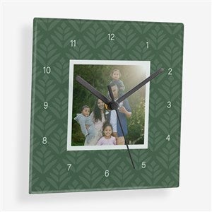 Signature Pattern Personalized Square Glass Photo Wall Clock - 56182