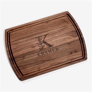 Floral Initial Personalized Walnut Cutting Board - 12x17 - 56228-S