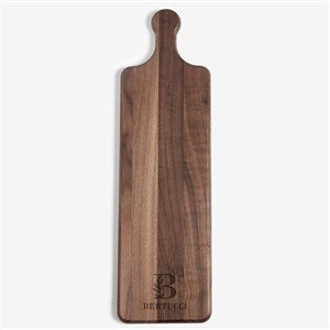 Floral Initial Engraved Walnut Paddle Serving Board - 56233