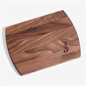 Floral Initial Engraved Walnut Bar Board - 56238