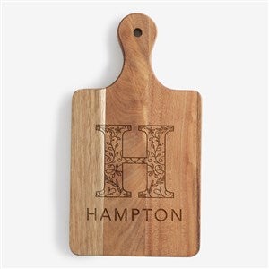 Floral Initial Personalized Acacia Small Handle Paddle Board - 56250