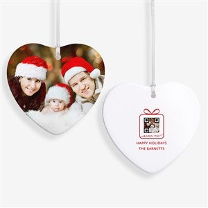 Personalized Heart Christmas Ornament with Video QR Code  3.25quot; Glossy - 2 Sided - 56340-2