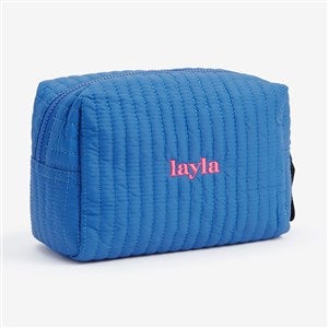 Embroidered Ezra Cosmetic Bag- Blue - 56344-B
