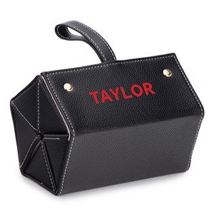 Bold  Chic Personalized Vegan Leather Eyewear  Jewelry Case - Black - 56347-B