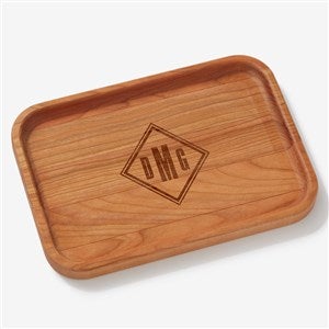 Diamond Mark Engraved Cherry Wood Valet Tray - 56351-C