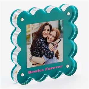 Scalloped Elegance Personalized Mini Acrylic Frame- Teal